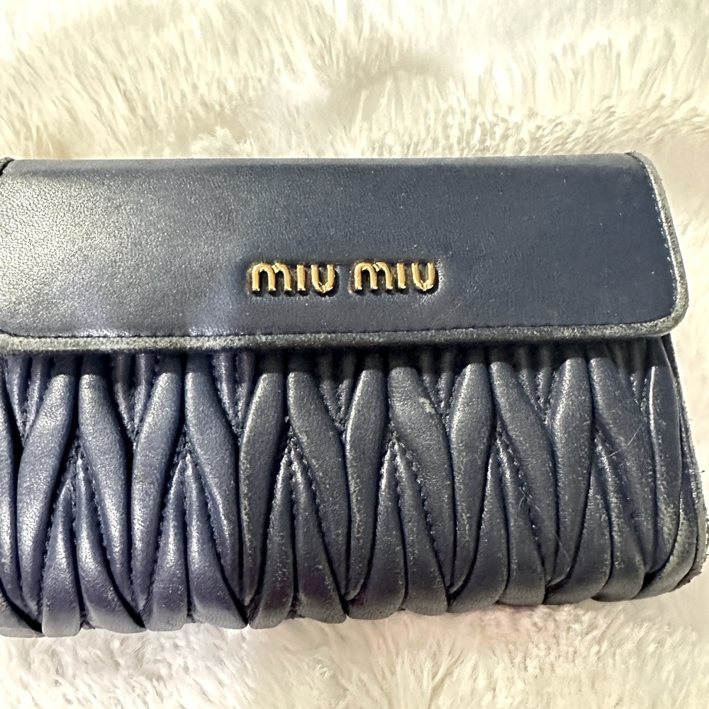 Blue Miu Miu short wallet.